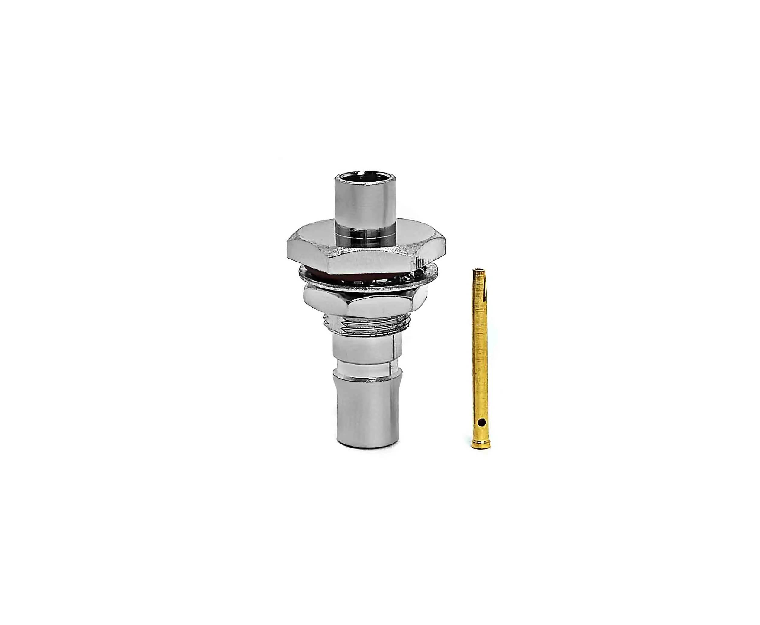 QMA-Buchse, gerader Panel-HF-Koaxialstecker mit Vier-Loch-Flansch für RG402-Kabel, Vier-Loch-Flansch-QMA-Stecker