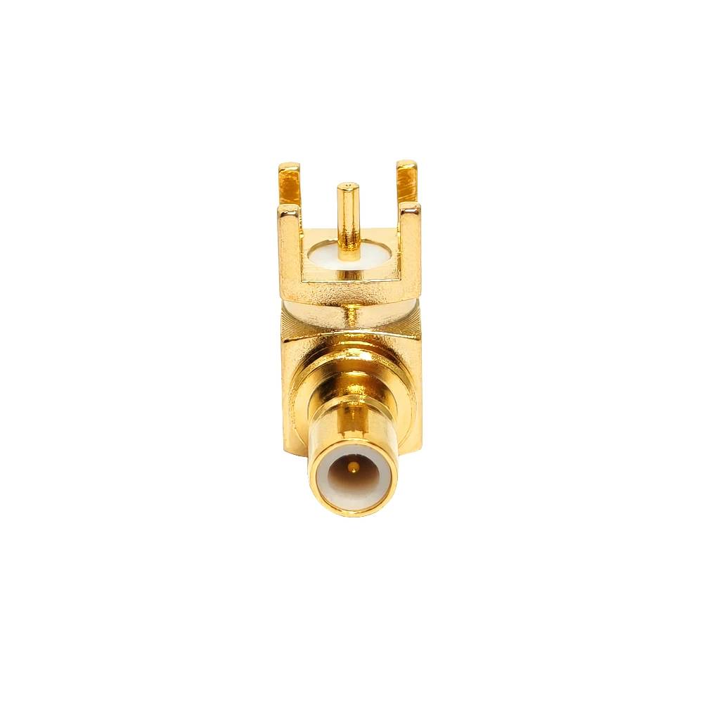 Rechtwinkliger SMB-Buchsen-Leiterplattensteckverbinder, 50-Ohm-Crimp-Typ, für HF-Anwendungen