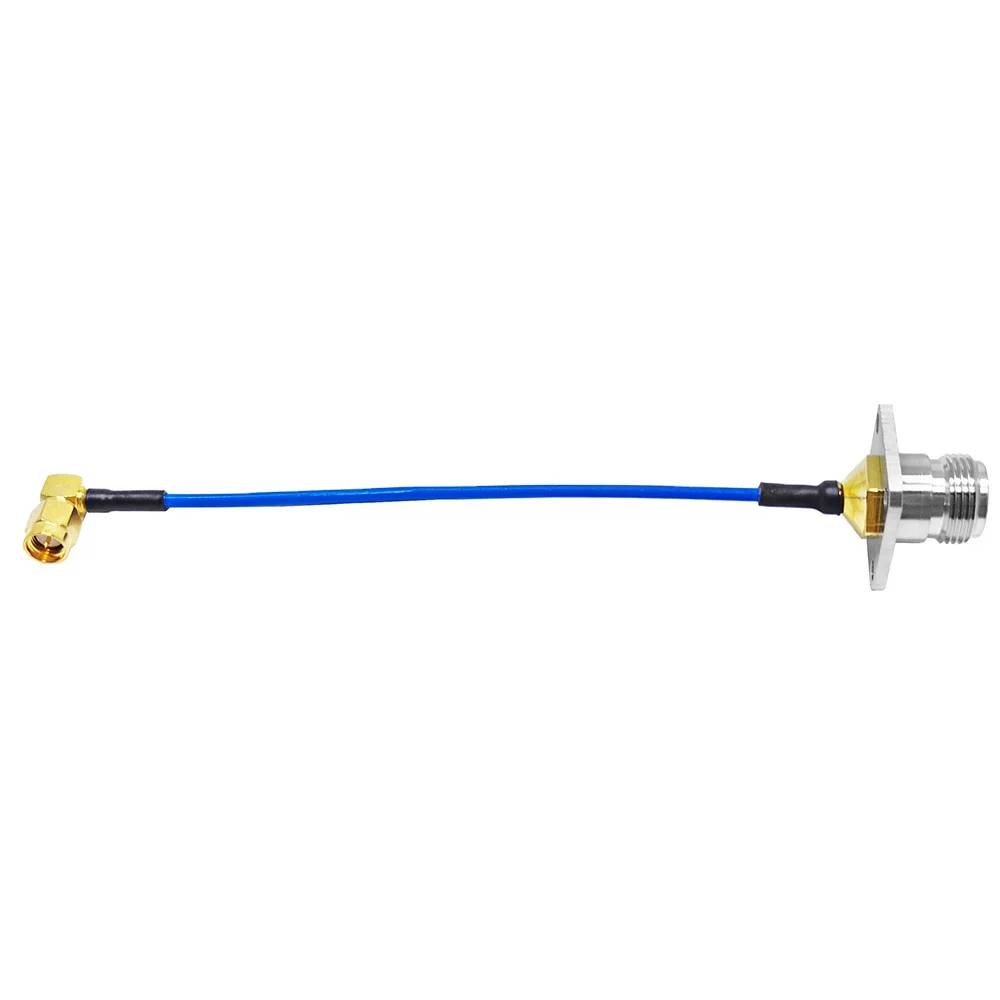 Werksseitig maßgeschneiderte Koaxialkabelbaugruppe, N-Buchse, Flansch, Plattenmontage, SMA-Stecker, rechtwinklig, RG402, RG405, 141'' 086'' PVC