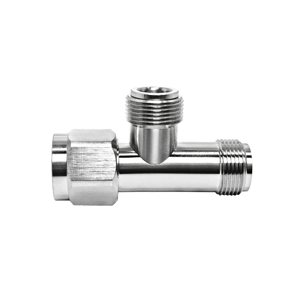 T-Adapter mit N-Stecker auf Dual-N-Buchse mit Kupferkontakt, Schutzart IP55, 50 Ohm, für die Prüfung von HF-Mikrowellensystemen