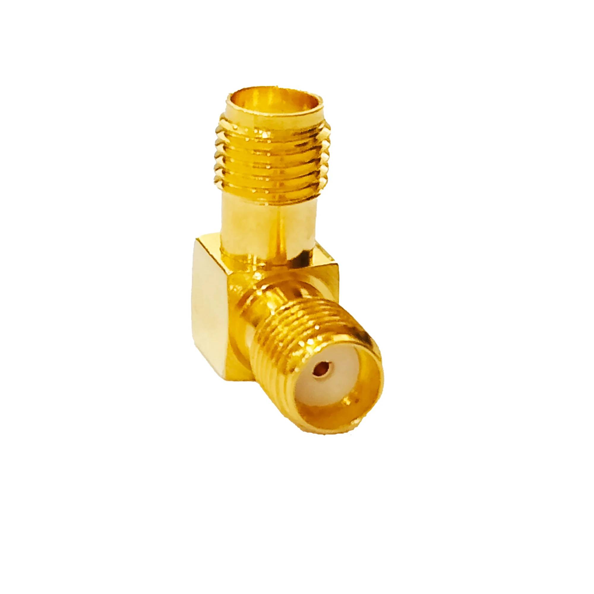 镀金 90 度射频适配器 SMA 母头对 SMA 母头同轴连接器